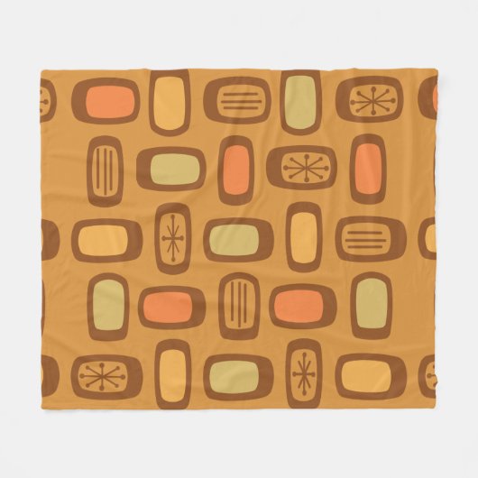 ミッドセンチュリーMCM丸長方形オークル フリースブランケット (正面(横))