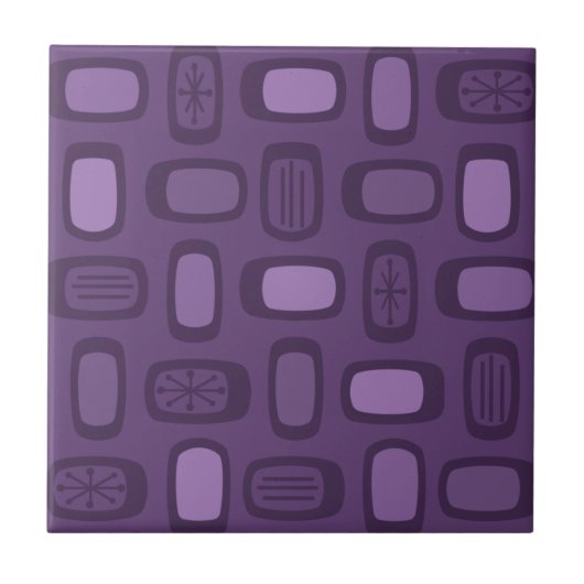 ミッドセンチュリーMCM丸長方形ダークパープル タイル (正面)