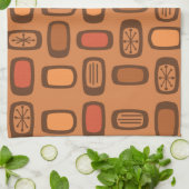 ミッドセンチュリーMCM丸長方形バーンドオレンジ キッチンタオル (折り畳み)