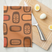 ミッドセンチュリーMCM丸長方形バーンドオレンジ キッチンタオル (四つ折り)