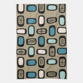 ミッドセンチュリーMCM丸長方形金ゴールド青 キッチンタオル (縦)