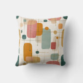 ミッドセントラルティール(緑がかった色)、金ゴールド、およびピンク抽象芸術 クッション (裏面)