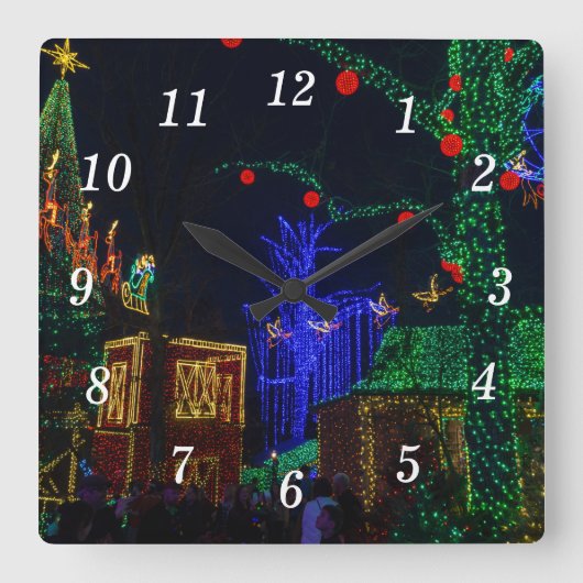 ミッドタウンウォールクロックのクリスマス スクエア壁時計 (正面)