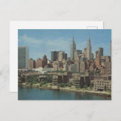 ミッドタウンマンハッタンスカイライン， NY, 1964ヴィンテージ ポストカード (正面/裏面)