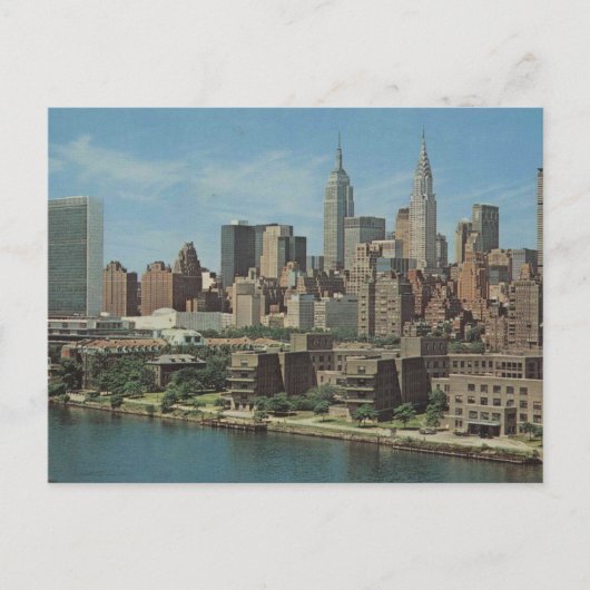 ミッドタウンマンハッタンスカイライン， NY, 1964ヴィンテージ ポストカード (正面)