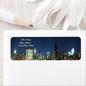 ミッドタウンマンハッタンスカイラインat Night Lights, NYC ラベル (インサイチュ)