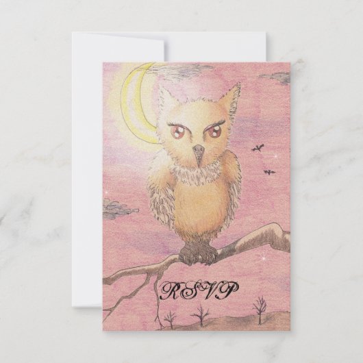 ミッドナイトアイズカワイトフクロウRSVPゴシックゴシック 出欠カード (正面)