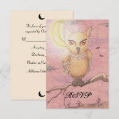 ミッドナイトアイズカワイトフクロウRSVPゴシックゴシック 出欠カード (正面/裏面)