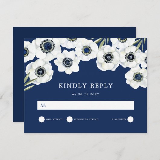 ミッドナイトアネモン |フローラ結婚ー 出欠カード (正面/裏面)