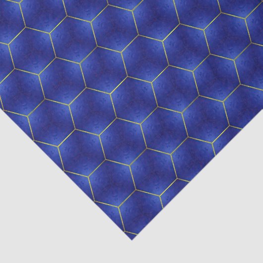 ミッドナイトインディゴと金ゴールド幾何学的デザイン 薄葉紙 (詳細)