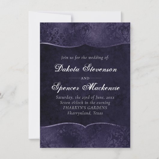 ミッドナイトインディゴロマンス |サティニグランジズ結婚ス 招待状 (正面)