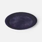 ミッドナイトインディゴロマンス | Satiny グランジ Damask ペーパープレート (アングル)