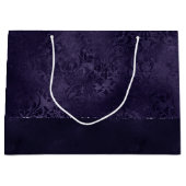 ミッドナイトインディゴロマンス | Satiny グランジ Damask ラージペーパーバッグ (正面)