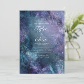 ミッドナイトウォーターカラー結婚式招待状 招待状 (スタンド正面)