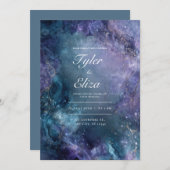 ミッドナイトウォーターカラー結婚式招待状 招待状 (正面/裏面)