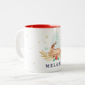 ミッドナイトウッドランドフォレストトインデナー&クリスマスツリー ツートーンマグカップ (正面左)