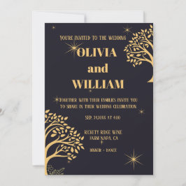 "ミッドナイトエレガンス：ダークブルー結婚ズ 招待状