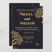 "ミッドナイトエレガンス：ダークブルー結婚ズ 招待状 (正面/裏面)