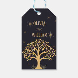 ミッドナイトエレガンス：ダーク結婚ブルー ギフトタグ