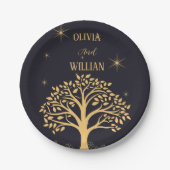 ミッドナイトエレガンス：ダーク結婚ブルー ペーパープレート (正面)