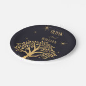 ミッドナイトエレガンス：ダーク結婚ブルー ペーパープレート (アングル)