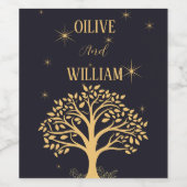 ミッドナイトエレガンス:ダーク結婚ブルー ワインラベル (シングルラベル)