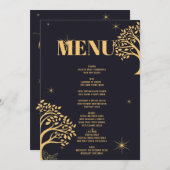 ミッドナイトエレガンス：ダーク結婚ブルー 招待状 (正面/裏面)