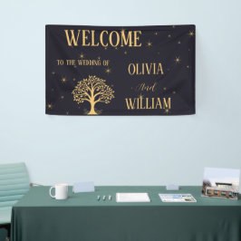 ミッドナイトエレガンス：ダーク結婚ブルー 横断幕