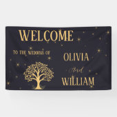 ミッドナイトエレガンス：ダーク結婚ブルー 横断幕 (横)