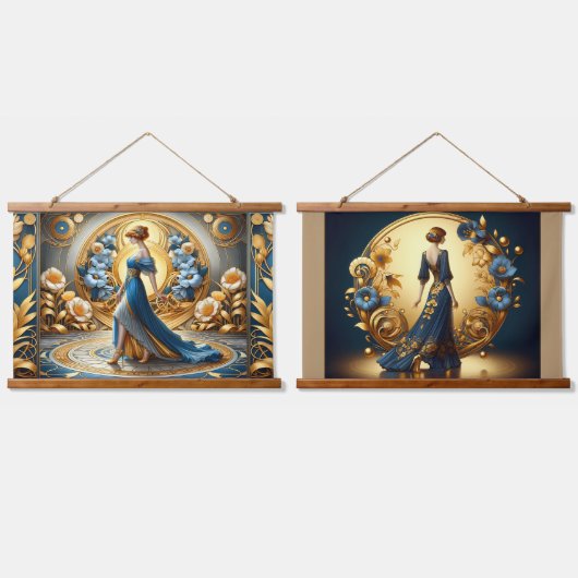 ミッドナイトエレガンス(フローラフレーム) 吊り下げ型タペストリー (ダブル)