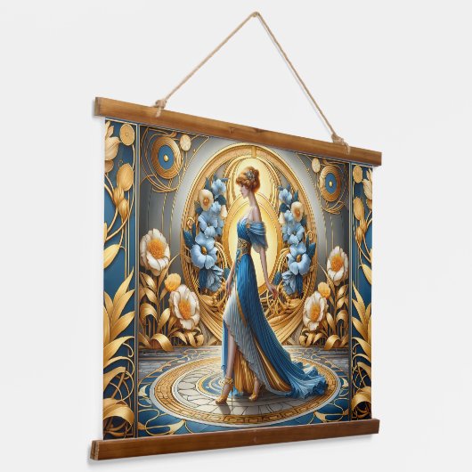 ミッドナイトエレガンス(フローラフレーム) 吊り下げ型タペストリー (傾斜あり)
