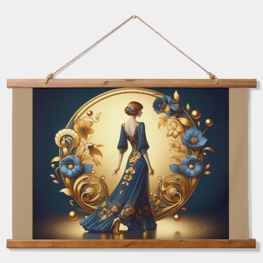 ミッドナイトエレガンス(フローラフレーム) 吊り下げ型タペストリー (正面2)