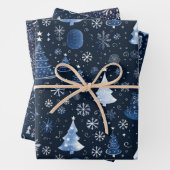 ミッドナイトエレガントブルークリスマスの画像 ラッピングペーパーシート (インサイチュ)