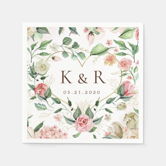 ミッドナイトエレガント開花結婚フローラ スタンダードカクテルナプキン (正面)