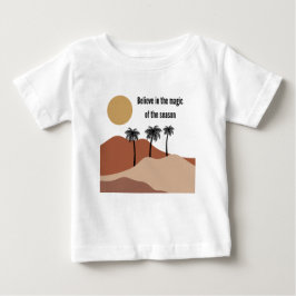 ミッドナイトオアシス:ミニマルデザートムーンランドスケープ ベビーTシャツ
