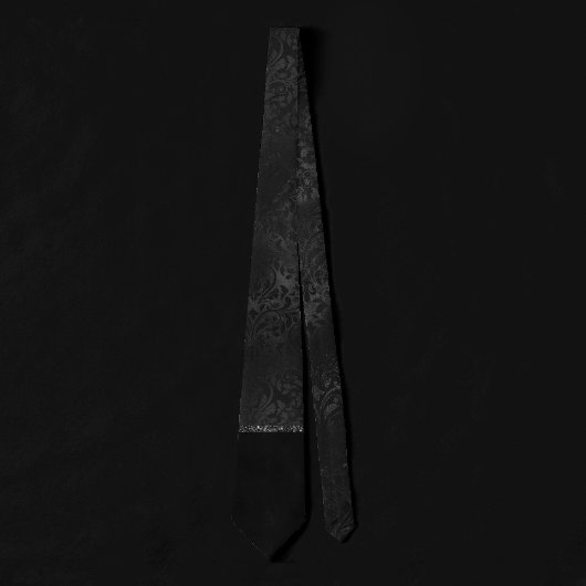 ミッドナイトオニックスロマンス |ブラック・サティニグランジ・ダマスク ネクタイ
