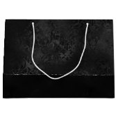 ミッドナイトオニックスロマンス |ブラック・サティニグランジ・ダマスク ラージペーパーバッグ (正面)