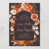 ミッドナイトオレンジボタニカルウォーター結婚カラー 招待状 (正面)