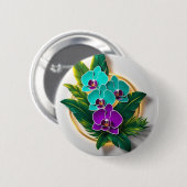 ミッドナイトオーキッドボタン – 暗い美しいで開花Dare 缶バッジ (正面&裏面)