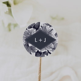 ミッドナイトオーキッ結婚チズモノグラム ラウンドシール