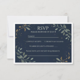 ミッドナイトガラ・ネイビーウェディングRSVP 出欠カード