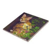 ミッドナイトガーデンに咲く美しいアビシニアン猫 タイル (側面)