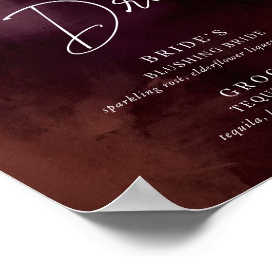 ミッドナイトガーデンのシグネチャードリンク結婚メニューの看板 ポスター (角)