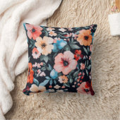 ミッドナイトガーデンシンフォニープリント | はっきりしたフローラ | クッション (ブランケット)