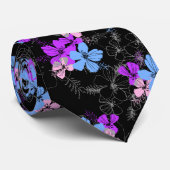 ミッドナイトガーデンハイビスカスフローラ両面印刷 ネクタイ (ロール)