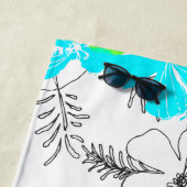 ミッドナイトガーデンハワイアンハイビスカスフローラターコイズ ビーチタオル (インサイチュ)