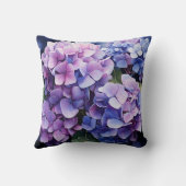 ミッドナイトガーデンバイオレットアジサイの水彩色 クッション (裏面)