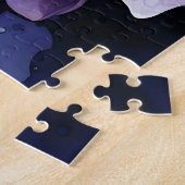 ミッドナイトガーデンバイオレットアジサイの水彩色 ジグソーパズル (側面)