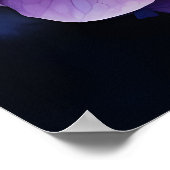 ミッドナイトガーデンバイオレットアジサイの水彩色 ポスター (角)