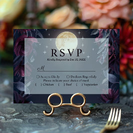 ミッドナイトガーデンムーンウェディングRSVPカード 出欠カード